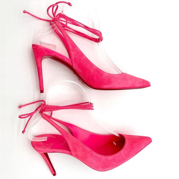 Christian Louboutin Lace Up Kate 85 Pink Suede Stiletto Pumps Heels EU 37 US 7 - Picture 6 of 11